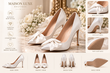 White Bow Bridal Heels