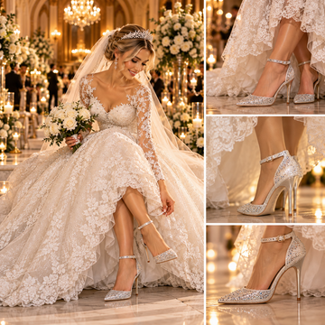 Gold Crystal Bridal Pumps