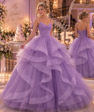 Isabella Pleated Tulle A-Line Prom Gown
