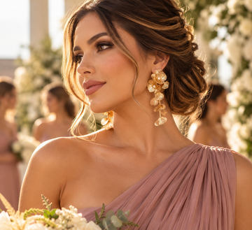 Gold Baroque Floral Bridal Drop Earrings