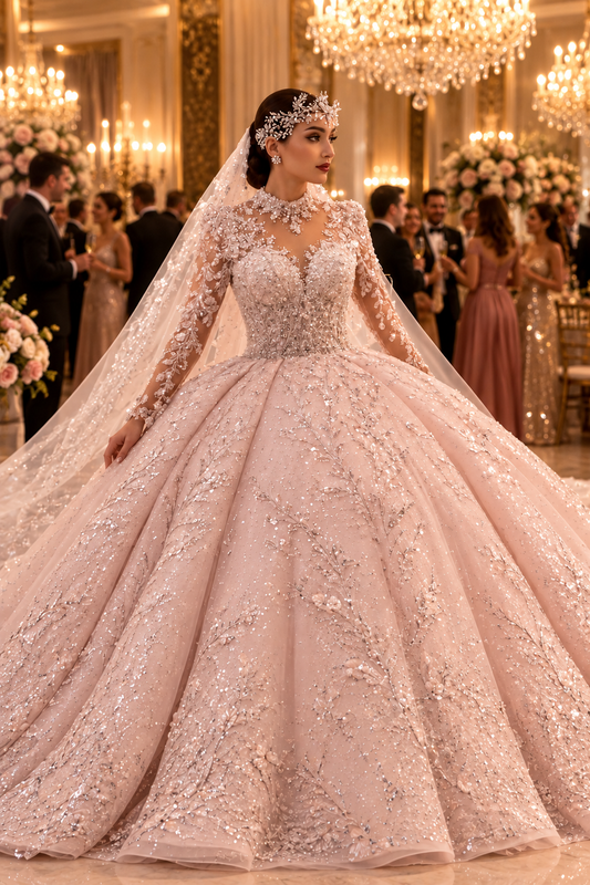 Pearl Lace Long Sleeve Wedding Dress