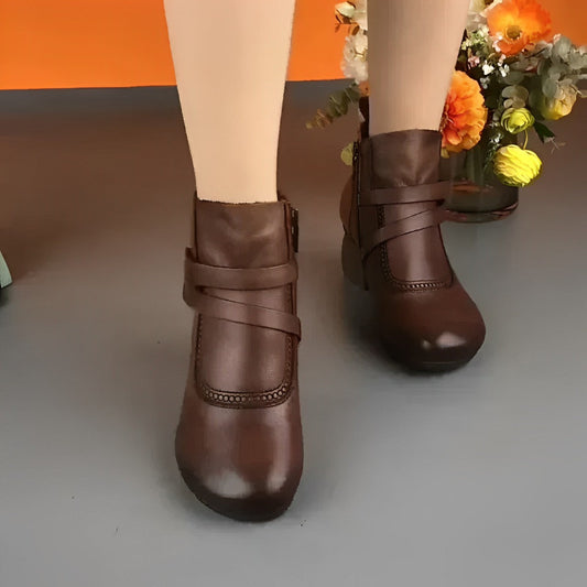 Women’s Retro Ankle Boots – Chunky Heel Comfort