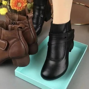Women’s Retro Ankle Boots – Chunky Heel Comfort
