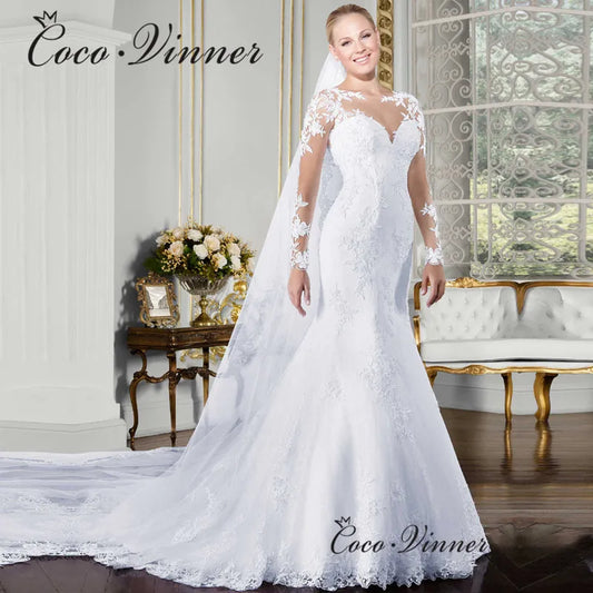 V-Neck Lace Mermaid Wedding Dress