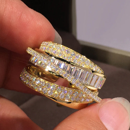 Luxury Gold Zirconia Adjustable Ring – Timeless Glamour