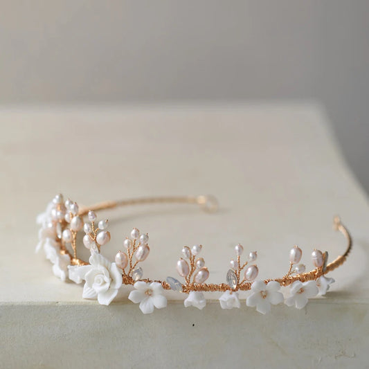 Pearl Porcelain Flower Headband