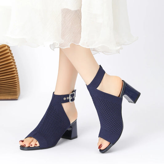 Elegant Breathable Woven Sandals – Luxury Comfort Women’s Heels (5cm)