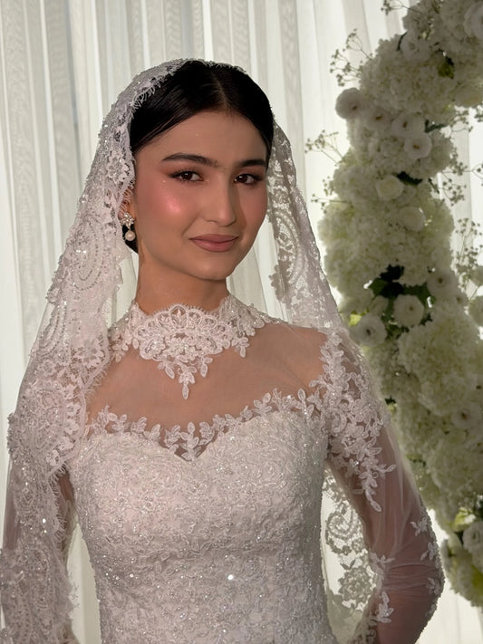High Collar Lace Mermaid Wedding Dress