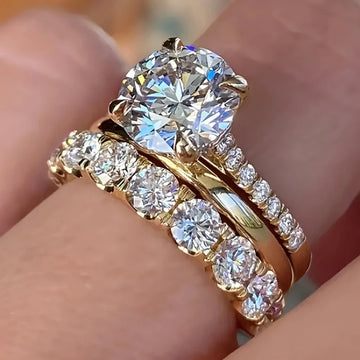 HUITAN Luxury Zirconia Ring Set – 3-Piece Timeless Elegance