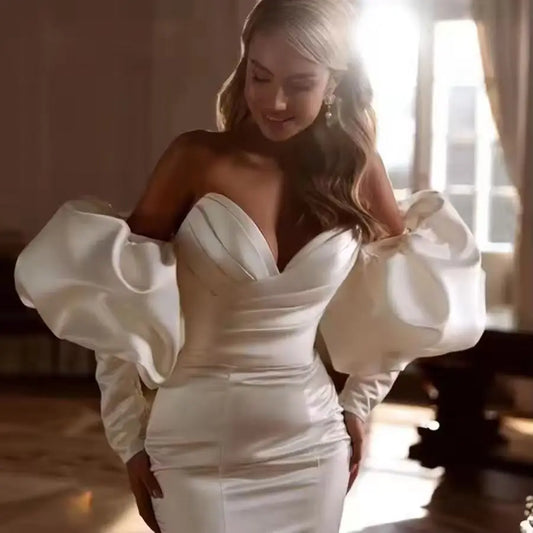 Boho Mermaid Satin Bridal Gown