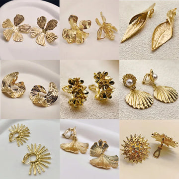 Gold Flower Clip-On Earrings – No Piercing Required