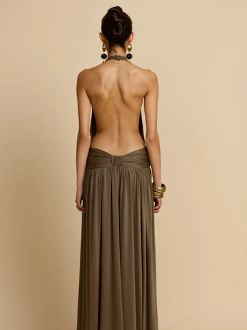 Elegant Halter Backless Maxi Dress – Effortless Summer Glam