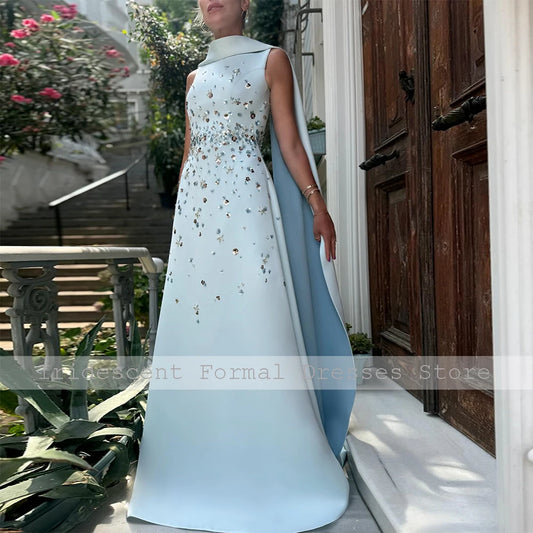 Elegant A-Line Evening Dress with Detachable Shawl