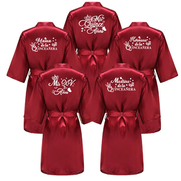 Quinceañera Satin Robe – “Mis 15 Años” Birthday Celebration Robe