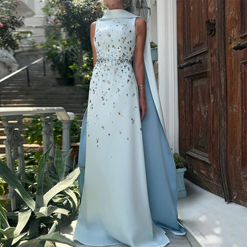 Elegant A-Line Evening Dress with Detachable Shawl