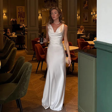 Satin Backless Maxi Dress – Curve-Enhancing Elegant Party Gown