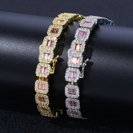 Luxury Iced Out Tennis Bracelet – 18K Gold Plated Statement Piece