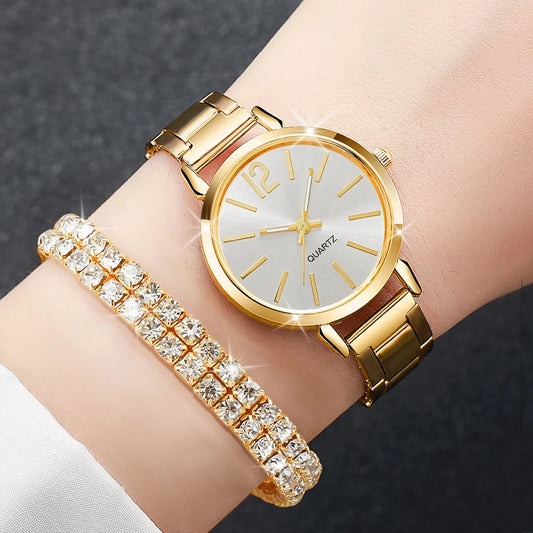 Women’s Quartz Watch & Bracelet Set – 6-Piece Style
