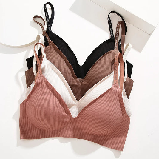 Seamless Deep V Bralette – Wireless Push-Up Lingerie for Women