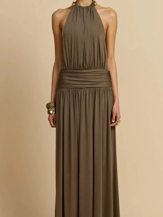 Elegant Halter Backless Maxi Dress – Effortless Summer Glam