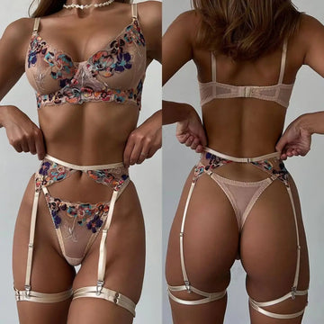 Luxury Sheer Lace Lingerie – 4-Piece Set