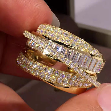 Luxury Gold Zirconia Adjustable Ring – Timeless Glamour