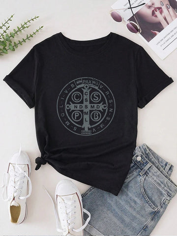Faith-Inspired St. Benedict Graphic Tee – Casual Comfort & Spiritual Style