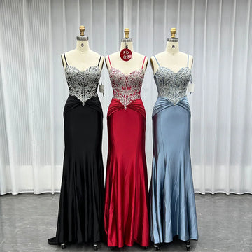 Strapless Mermaid Satin Prom Dress with Beaded Details