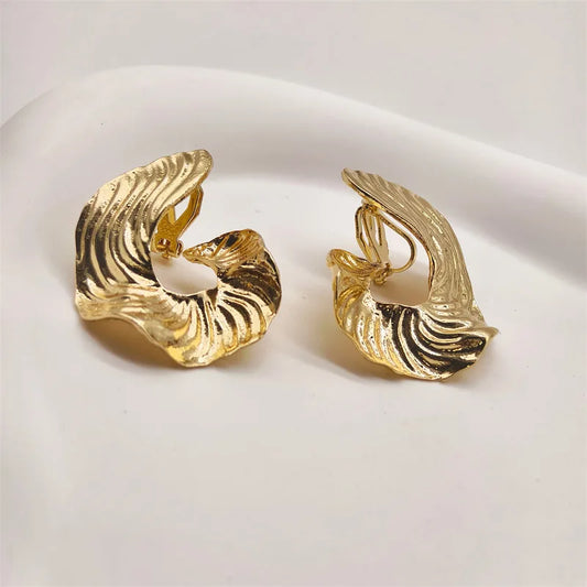 Gold Flower Clip-On Earrings – No Piercing Required