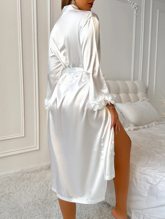 Elegant Long Bathrobe for Women – Cozy Autumn & Winter Lounge Robe