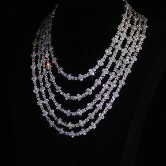 Pavé Crystal Flower Choker Bracelet