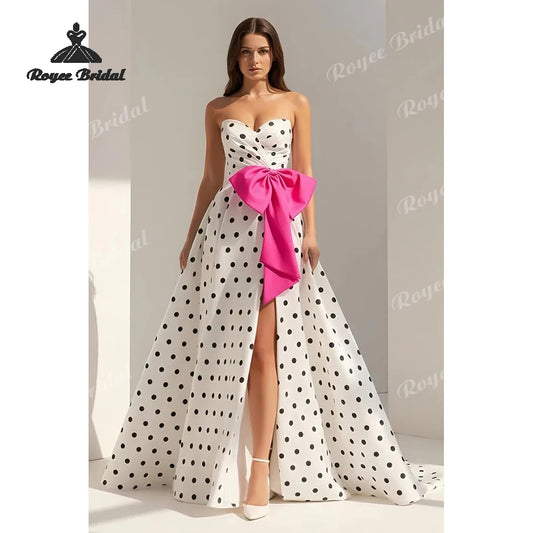 Polka Dot Bow A-Line Prom Dress