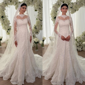 High Collar Lace Mermaid Wedding Dress